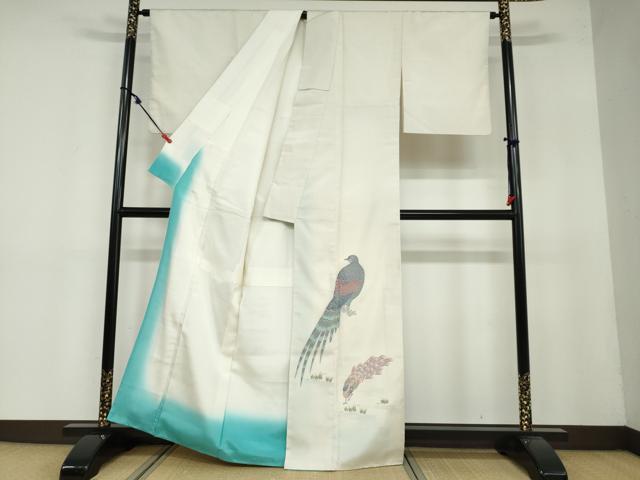 平和屋着物●京の名門・菱屋六右ェ門　紬　色留訪問着　孔雀文　正絹　逸品　DAAY5272ud 平和屋着物○京の名門・菱屋六右ェ門 紬 色留訪問