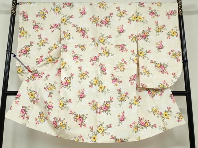 平和屋着物●小振袖　二尺袖　草花文　洗える着物　逸品　新品　DAAY5316ud