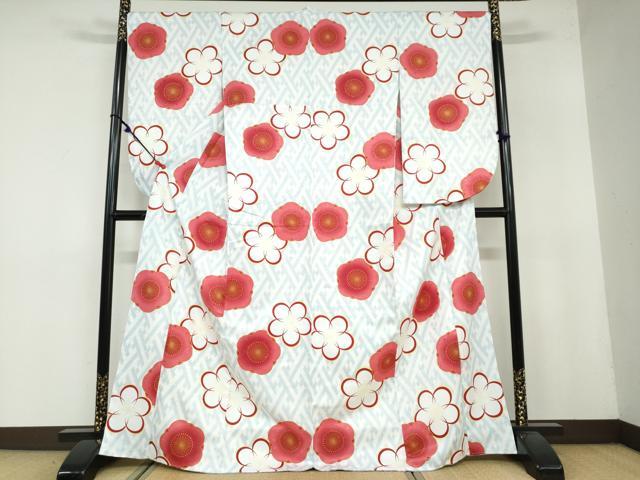 平和屋着物●小振袖　二尺袖　舞花文　洗える着物　逸品　新品　DAAY5323ud