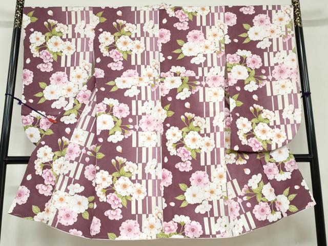 平和屋着物●小振袖　二尺袖　枝花文　洗える着物　逸品　新品　DAAY5327ud