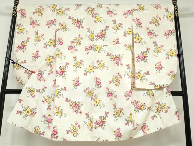 平和屋着物●小振袖　二尺袖　草花文　洗える着物　逸品　新品　DAAY5328ud