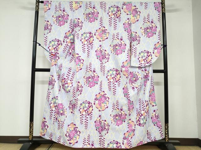 平和屋着物●小振袖　二尺袖　草花丸文　洗える着物　逸品　新品　DAAY5329ud