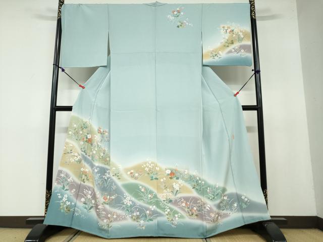 平和屋着物●訪問着　作家物　道長草花文　暈し染め　金彩　正絹　逸品　DAAY5332ud