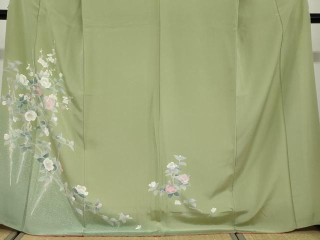 平和屋着物●訪問着　友禅　枝花文　暈し染め　反端付き　正絹　逸品　DAAY5346ud 平和屋着物○訪問着 友禅 枝花文 暈し染め 反端付き