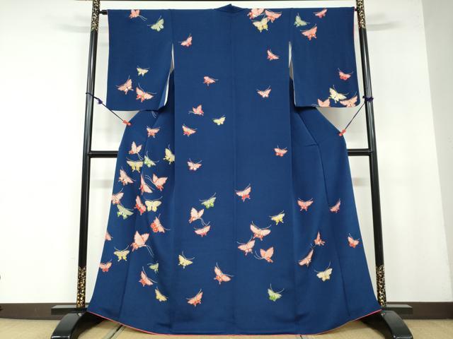 平和屋着物●訪問着　舞蝶文　金彩　鬼しぼ縮緬　正絹　逸品　DAAY5359ud