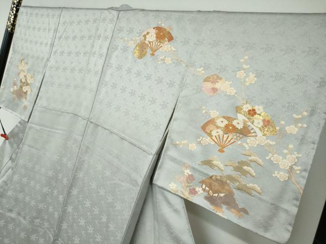 平和屋着物○訪問着 駒刺繍 扇面草花風景文 金彩 正絹 逸品 DAAY5371ud