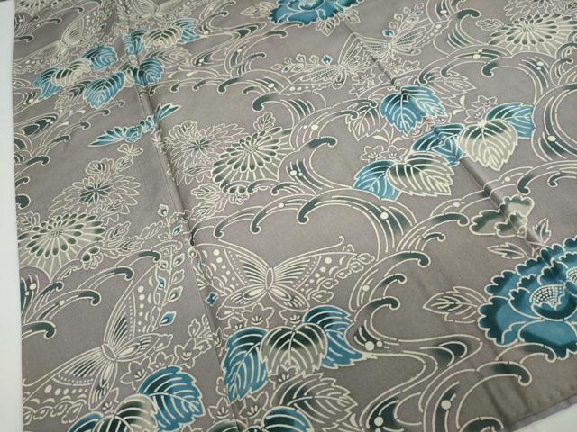 平和屋着物○上質な小紋 琉球紅型 流水花蝶文 正絹 逸品 DAAY5387ud