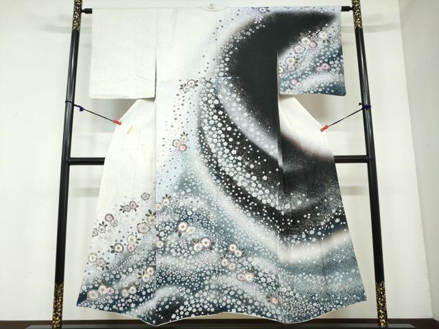 平和屋着物●訪問着　辻が花　暈し染め　銀通し地　やまと誂製　正絹　逸品　DAAY5389ud