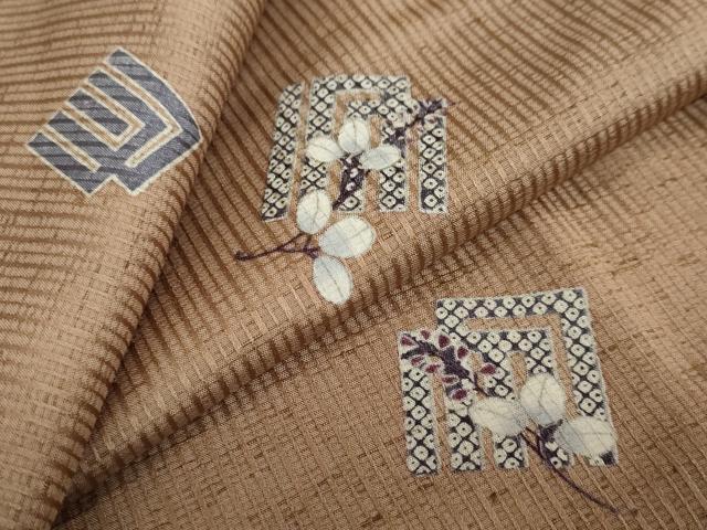 平和屋着物●上質な小紋　紬地　枝葉文　源氏香　正絹　逸品　DAAY5393ud