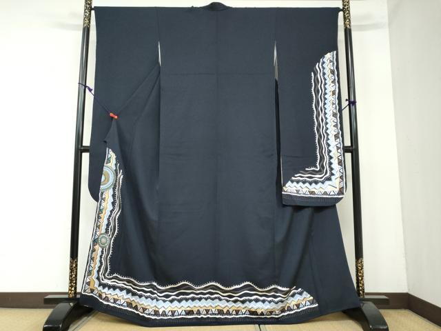 平和屋着物●BALARINJI　振袖　幾何学文様　金銀彩　正絹　逸品　DAAY5411ud