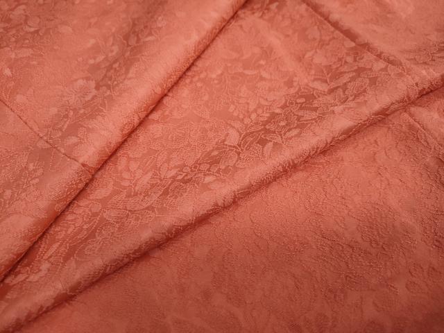 平和屋着物●上質な色無地　草花地紋　赤丹色　正絹　逸品　DAAY5413ud