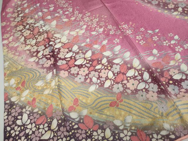 平和屋着物●男性　訪問着　花蝶文　暈し染め　金彩　銀通し地　正絹　逸品　DAAY5416ud 平和屋着物○男性 訪問着 花蝶文 暈し染め 金彩 銀通し