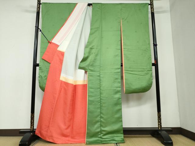 平和屋着物○豪華振袖 寿光織 舞桜文 淡黄色 金糸 反端