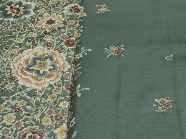 平和屋着物○訪問着 草花文 駒雲井 金彩 反端付き 正絹 逸品