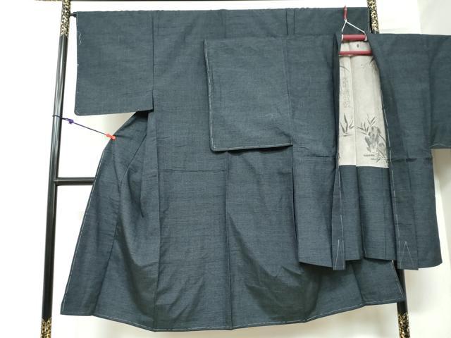 平和屋着物●男性　紬　アンサンブル　幾何学文様　正絹　逸品　未使用　DAAY5492ud