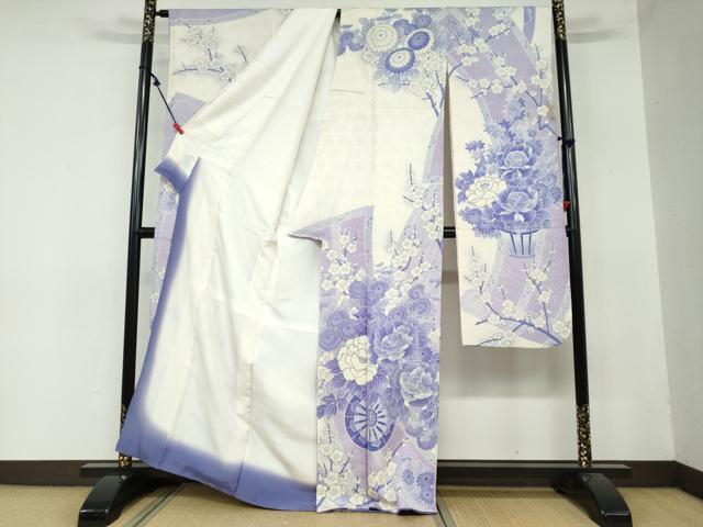 平和屋着物●名門　藤娘きぬたや・総絞り　振袖　花車文　正絹　逸品　DAAY5514ud 平和屋着物○名門 藤娘きぬたや・総絞り 振袖 花車文 正絹