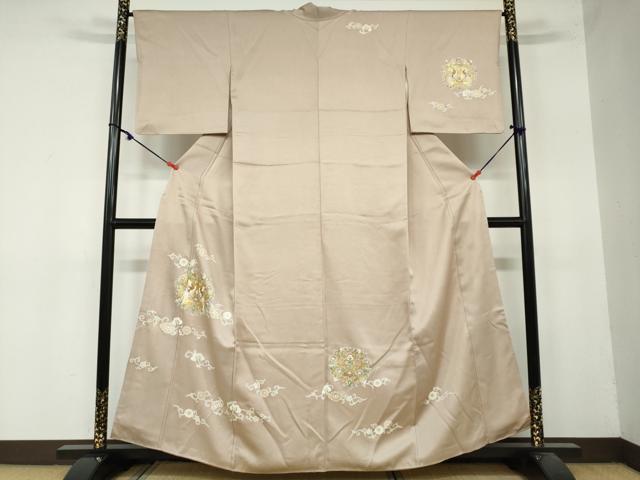 平和屋着物●訪問着　駒刺繍　鳳凰洋花文　金彩　正絹　逸品　DAAY5516ud