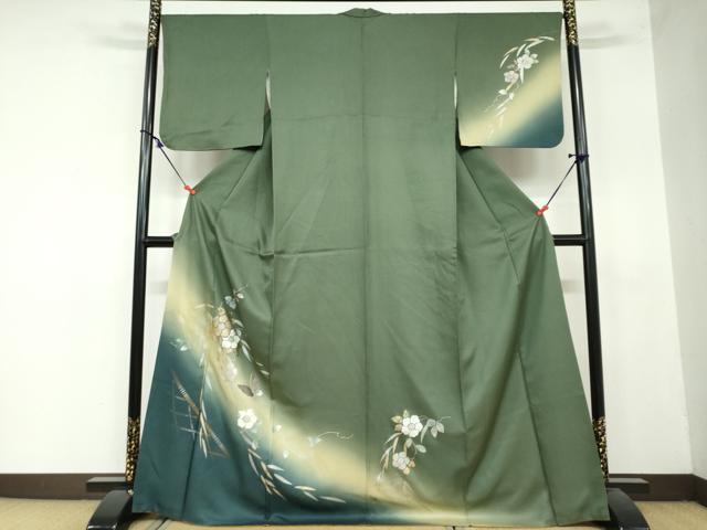 平和屋着物●訪問着　花蝶文　暈し染め　金銀彩　正絹　逸品　DAAY5539ud