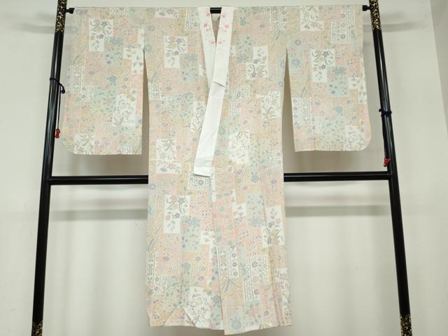 平和屋着物●長襦袢　無双仕立て　草花文　半衿刺繍　正絹　逸品　DAAY5546ud