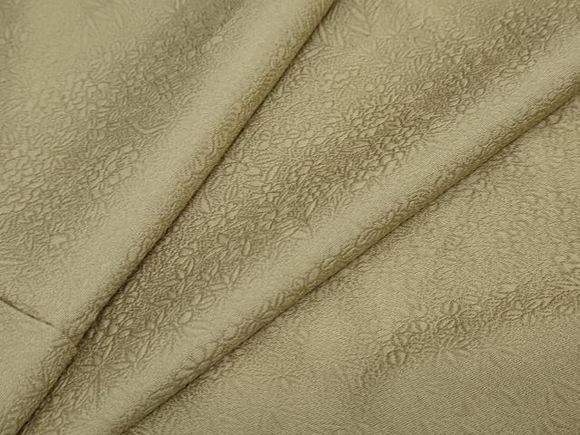 平和屋着物●本加賀友禅作家　毎田仁郎監修　色無地　草花地紋　榛色　正絹　逸品　DAAY5549ud