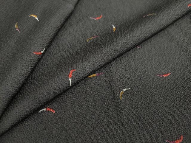 平和屋着物●上質な小紋　成物　唐辛子　鬼しぼ縮緬　正絹　逸品　DAAY5557ud