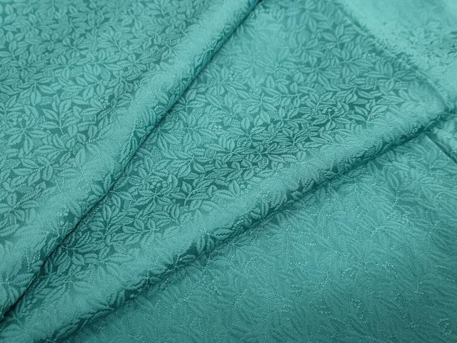 平和屋着物●上質な色無地　枝葉南天地紋　花緑青色　正絹　逸品　未使用　DAAY5627ud