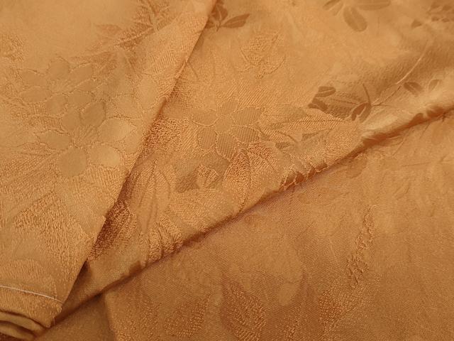 平和屋着物●上質な色無地　草花地紋　土色　正絹　逸品　未使用　DAAY5629ud