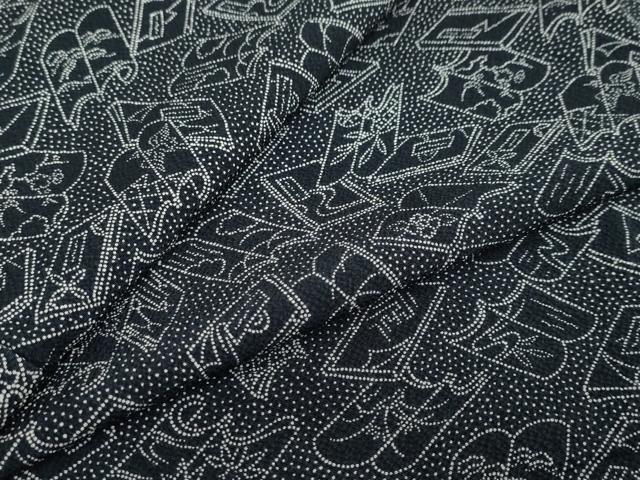平和屋着物●江戸小紋　冊子花鳥文　黒地　正絹　逸品　DAAY5641ud