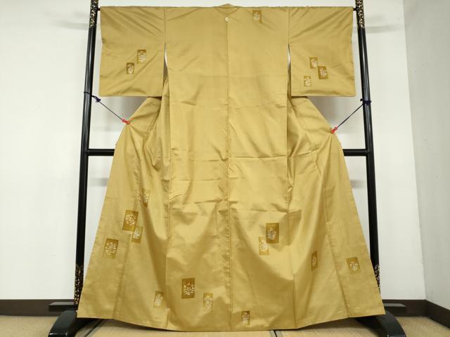 平和屋着物●本場縞大島紬　訪問着　短冊草花文　正絹　逸品　DAAY5655ud