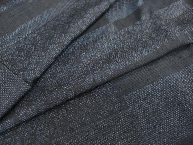 平和屋着物●結城紬　横段麻の葉文　正絹　逸品　DAAY5660ud