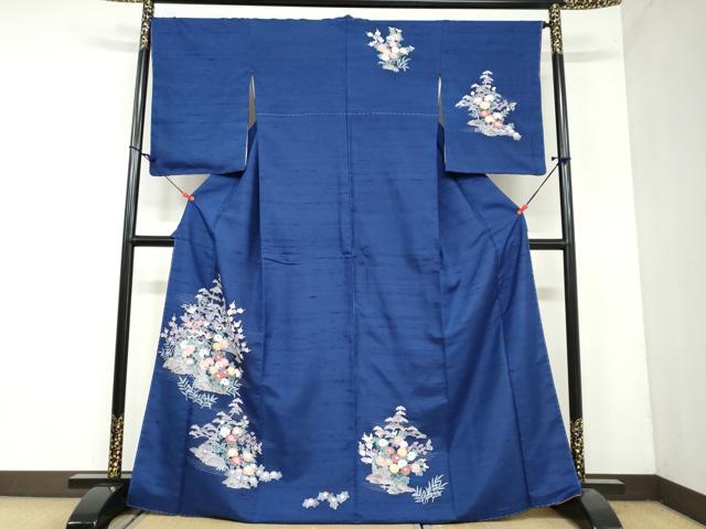 平和屋着物●訪問着　友禅　紬地　草花籬文　正絹　逸品　未使用　DAAY5671ud