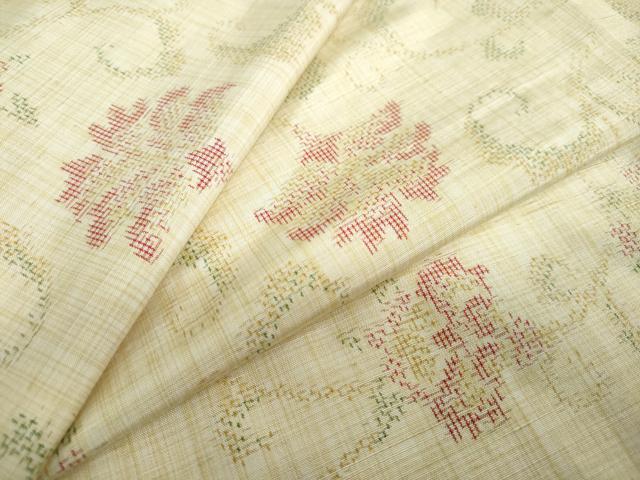 平和屋着物●上質な紬　更紗花唐草文　正絹　逸品　DAAY5676ud