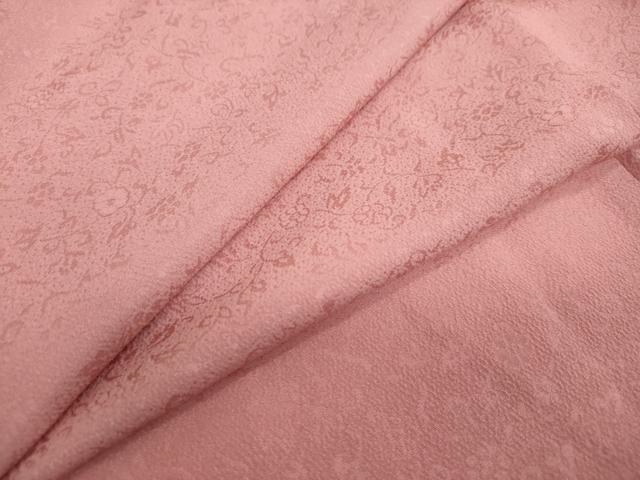 平和屋着物●上質な色無地　草花地紋　薄紅色　正絹　逸品　未使用　DAAY5693ud