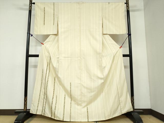 平和屋着物●訪問着　紬地　草花間道　金彩　正絹　逸品　DAAY5694ud