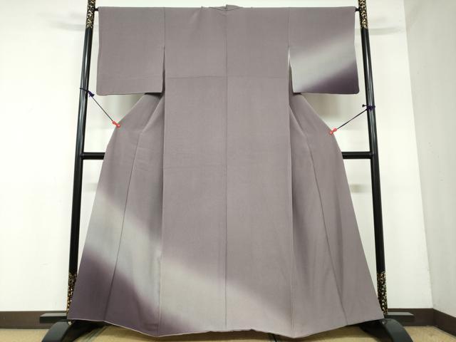 平和屋着物●江戸小紋　訪問着　万筋　赤墨色×江戸鼠色　暈し染め　正絹　逸品　DAAY5697ud