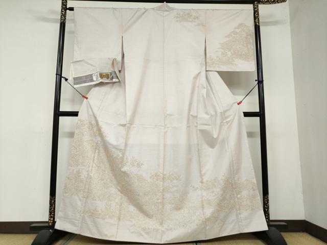 平和屋着物●中国三大刺繍　スワトウ刺繍　総刺繍　訪問着　本場大島紬　80亀甲　白大島　草花文　証紙付き　正絹　逸品　DAAY5699ud