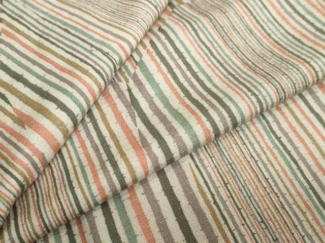 平和屋着物●上質な小紋　紬地　石畳変わり縞　正絹　逸品　未使用　DAAY5703ud