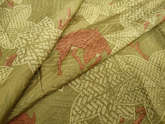 平和屋着物●上質な小紋　枝葉文　鹿　正絹　逸品　DAAY5704ud