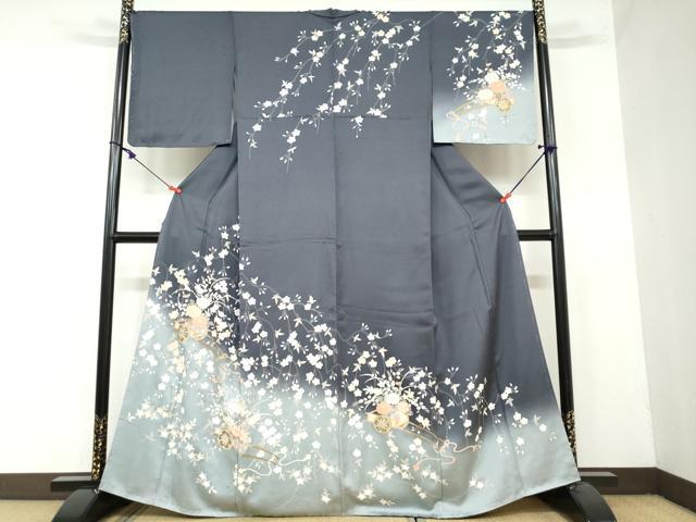 平和屋着物●訪問着　花車枝垂れ桜文　暈し染め　金彩　正絹　逸品　未使用　DAAY5726ud
