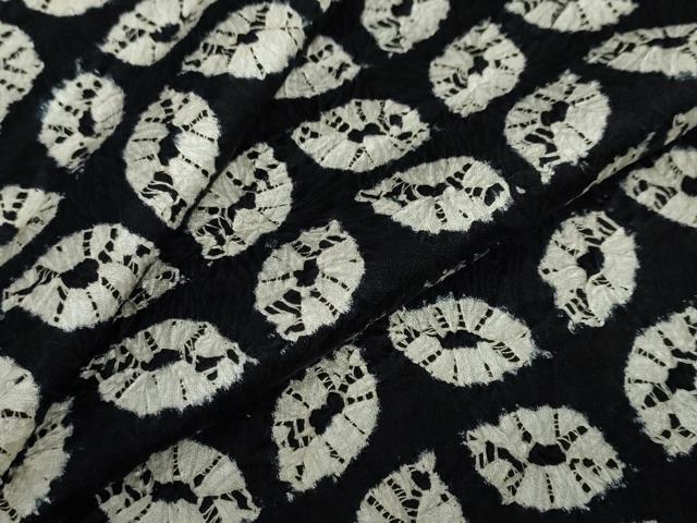 平和屋着物●上質な小紋　蜘蛛絞り　黒地　正絹　逸品　DAAY5747ud