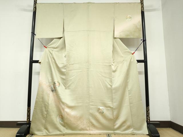 平和屋着物●訪問着　雪輪草花文　暈し染め　金銀彩　正絹　逸品　DAAY5754ud