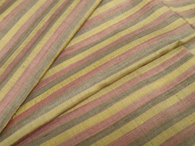 平和屋着物●上質な紬　横段文　正絹　逸品　未使用　DAAY5843ud