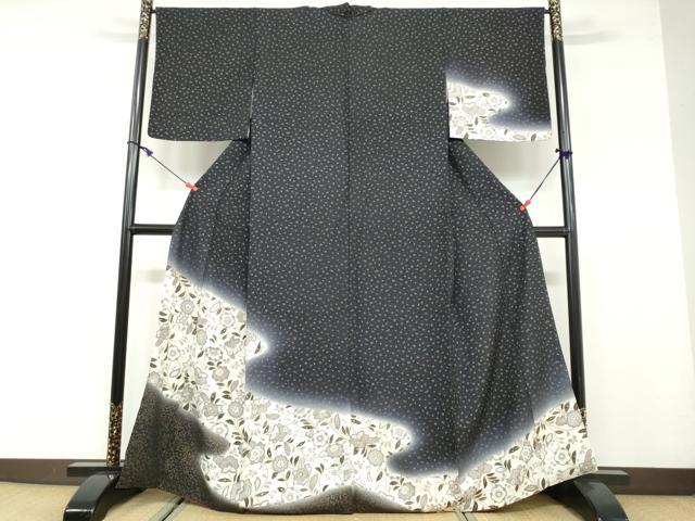 平和屋着物●訪問着　道長更紗草花文　暈し染め　金彩　正絹　逸品　DAAY5879ud