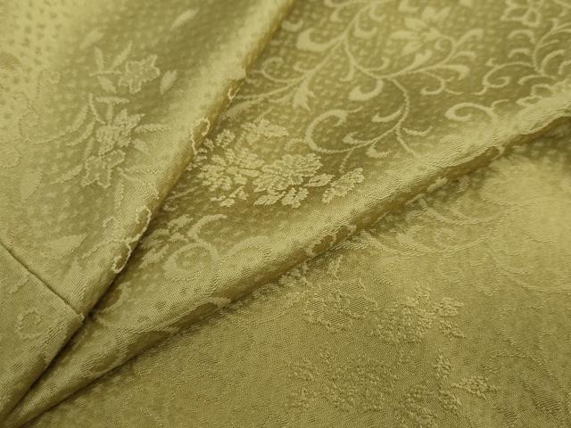 平和屋着物●上質な色無地　花唐草地紋　青朽葉色　正絹　逸品　DAAY5883ud