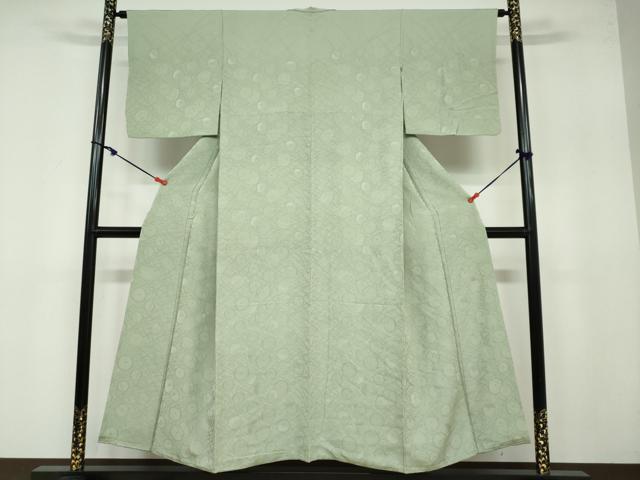 平和屋着物●皇室献上作家　北出与三郎　無地絵羽訪問着　舞花地紋　若葉色　正絹　逸品　DAAY5894ud