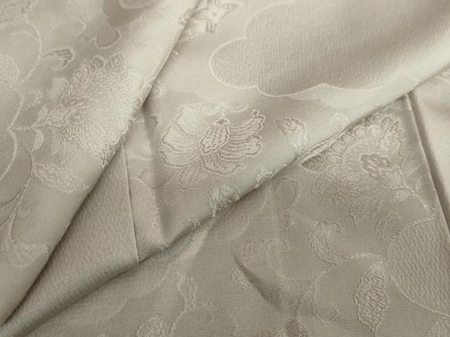 平和屋着物●上質な色無地　雲霞更紗花唐草地紋　利休白茶色　正絹　逸品　DAAY5898ud