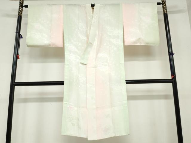 平和屋着物●長襦袢　無双仕立て　片輪車舞桜地紋　暈し染め　半衿刺繍　正絹　逸品　DAAY5934ud