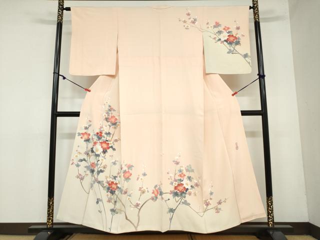 平和屋着物●訪問着　本手描き友禅　枝花文　暈し染め　正絹　逸品　DAAY5959ud