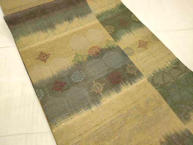 平和屋着物＊夏物　九寸開き名古屋帯　草花文　銀糸　正絹　逸品　DAAY8008cm_1