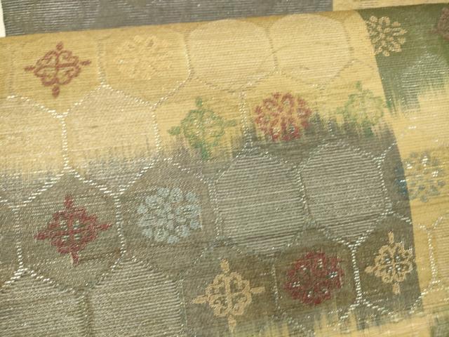 平和屋着物＊夏物　九寸開き名古屋帯　草花文　銀糸　正絹　逸品　DAAY8008cm_3